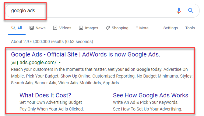 Google search ads