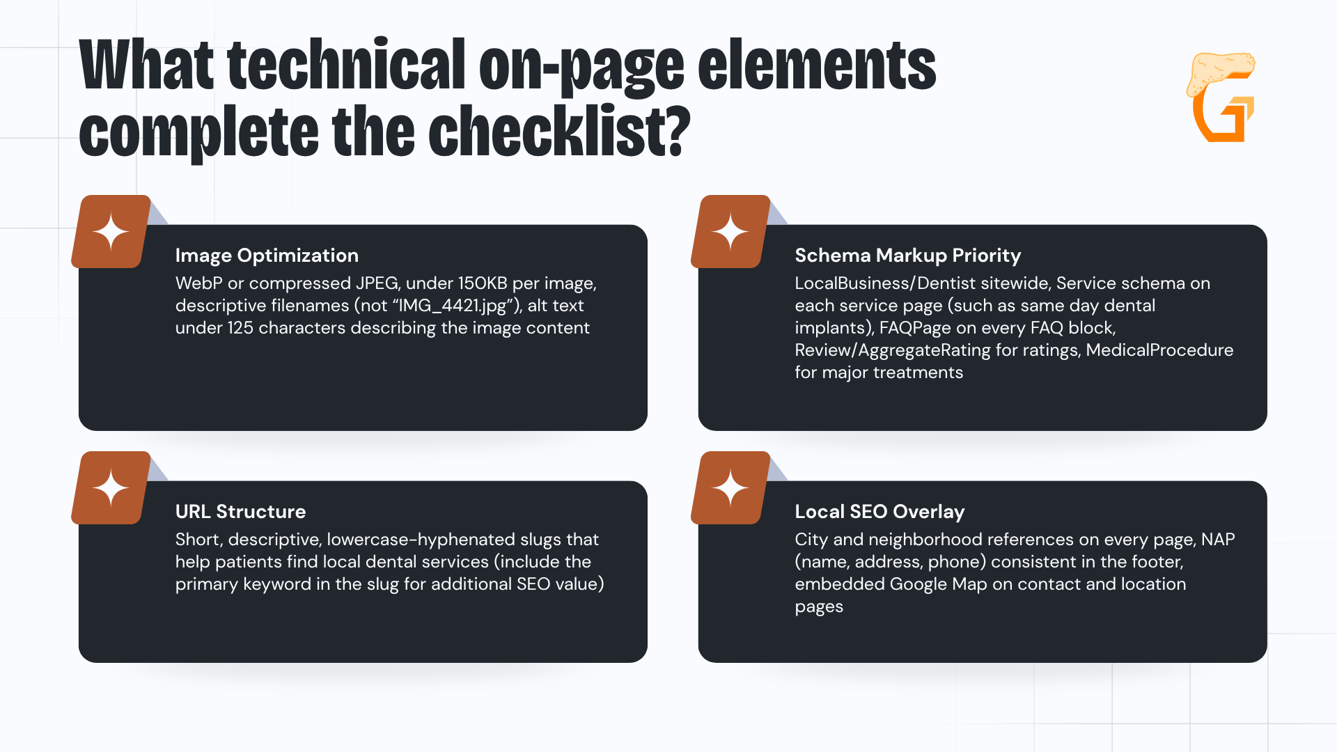 What technical on-page elements complete the checklist