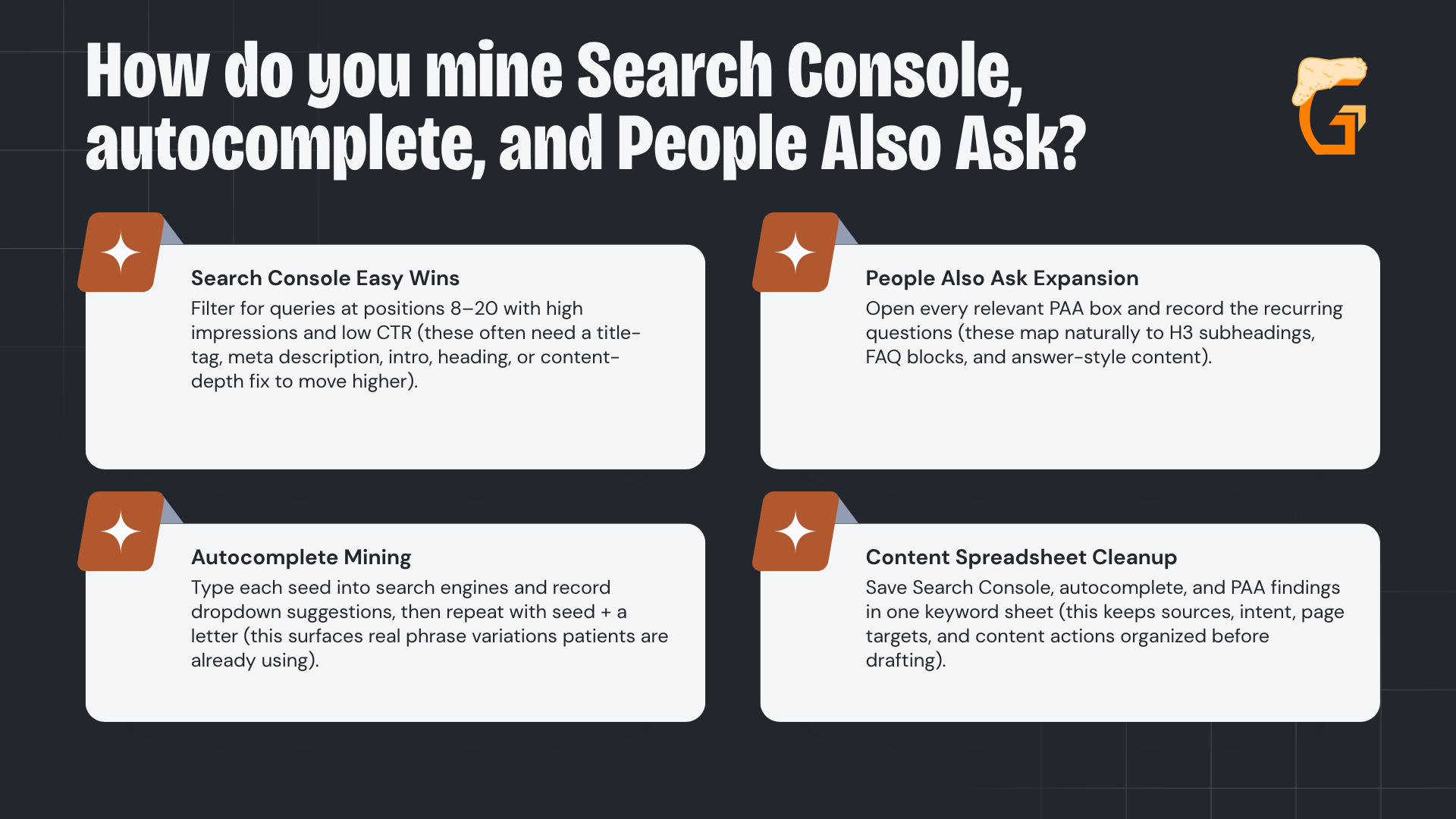 How do you mine Search Console, autocomplete, and People Also Ask