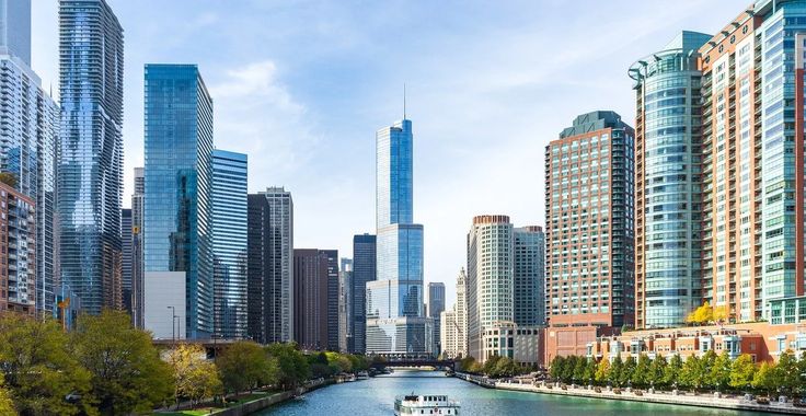 Chicago skyline along the river